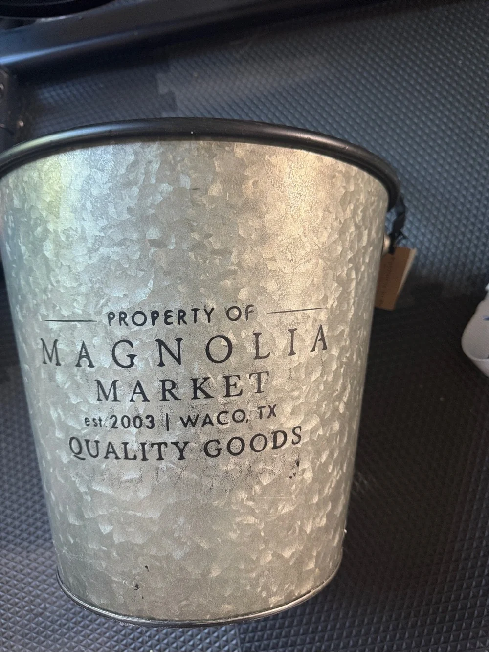 Magnolia Silver Galvanized Metal Milk Bucket with Black Rim